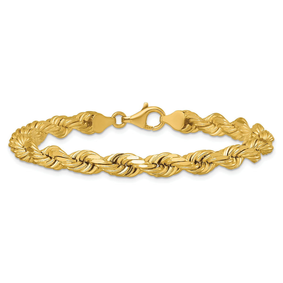 14K 8 inch 6.5mm Diamond-cut Rope with Fancy Lobster Clasp Chain - Sophia Jewelers