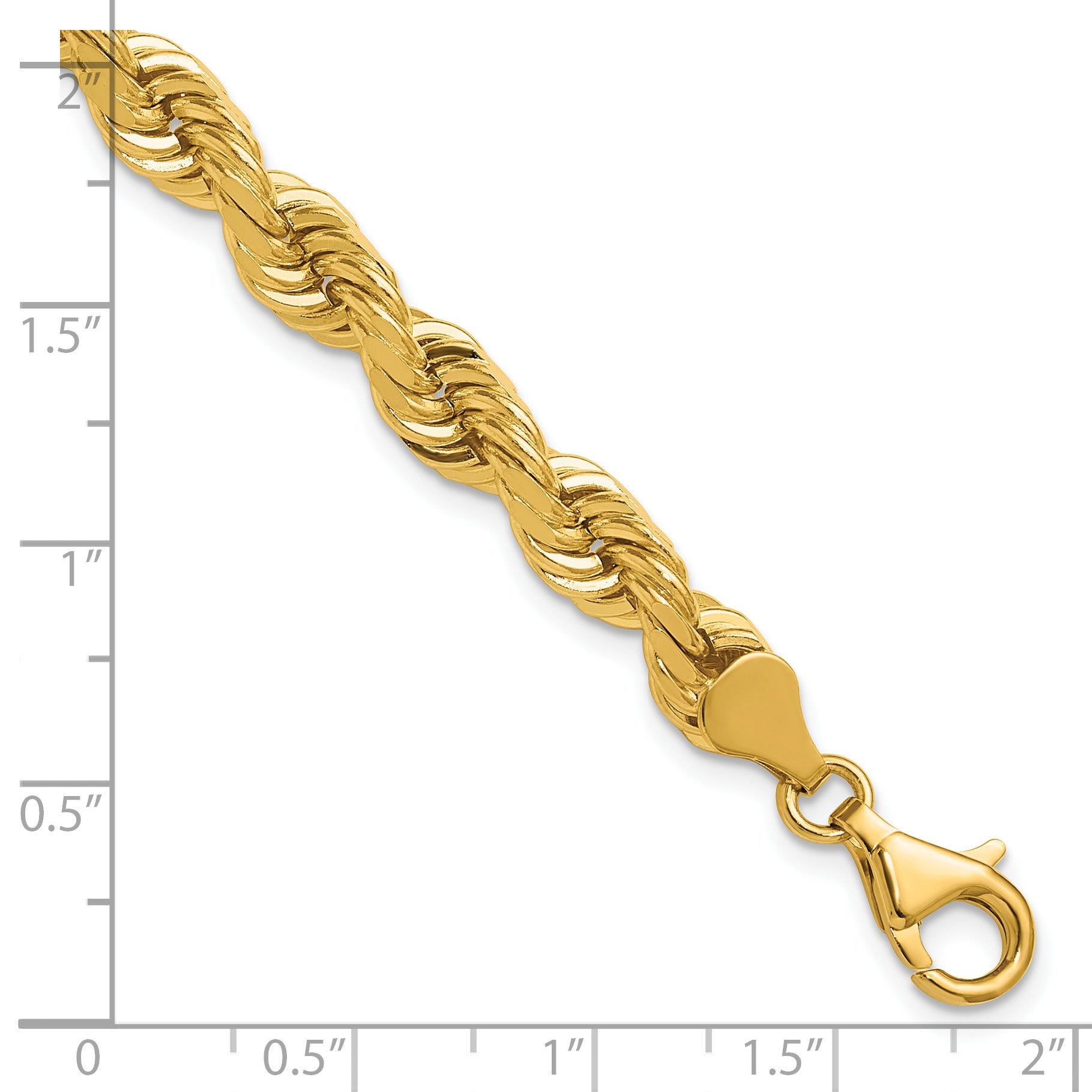 14K 9 inch 6.5mm Diamond-cut Rope with Fancy Lobster Clasp Chain