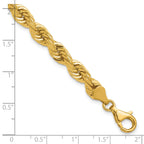 14K 9 inch 6.5mm Diamond-cut Rope with Fancy Lobster Clasp Chain