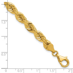 14K 9 inch 6.5mm Diamond-cut Rope with Fancy Lobster Clasp Chain