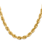14K Yellow Gold Solid Diamond-Cut Rope Chain Necklace 7mm