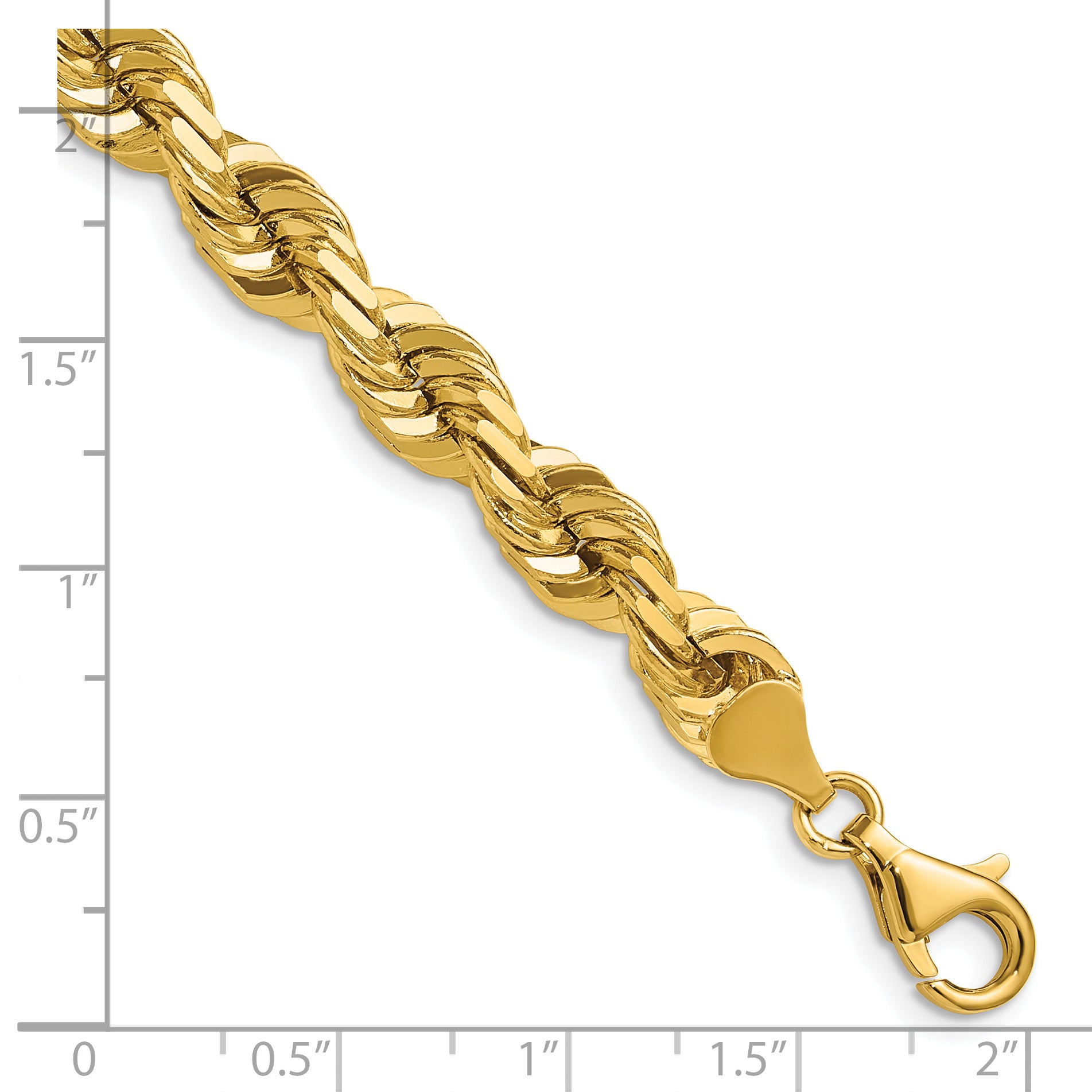 14K 24 inch 7mm Diamond-cut Rope with Fancy Lobster Clasp Chain