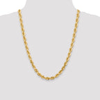 14K 24 inch 7mm Diamond-cut Rope with Fancy Lobster Clasp Chain