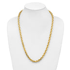 14K Yellow Gold Solid Diamond-Cut Rope Chain Necklace 7mm