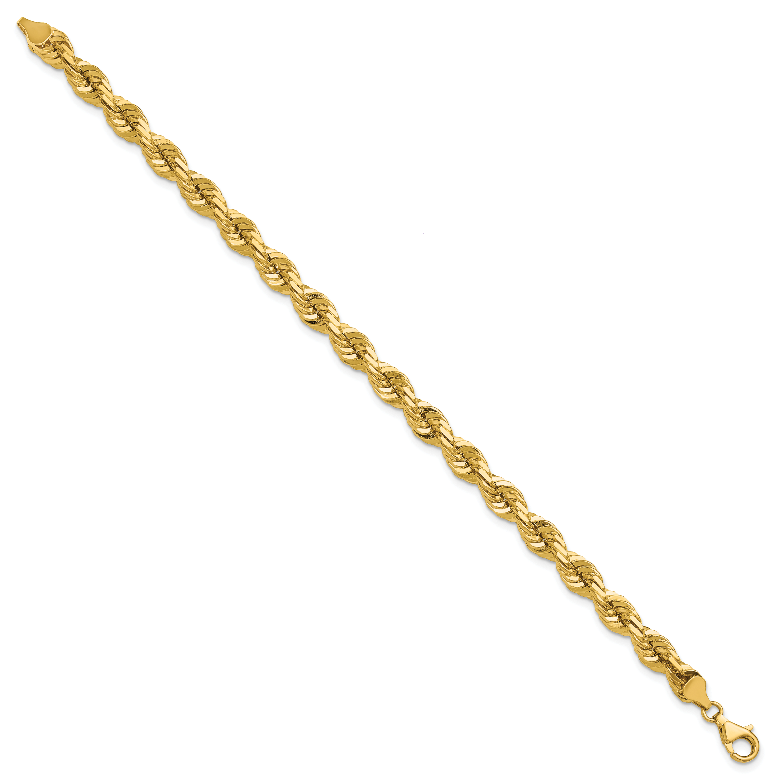 14K 9 inch 7mm Diamond-cut Rope with Fancy Lobster Clasp Chain Secondary image