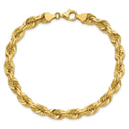 Diamond-Cut Rope Chain Anklet in 14K Yellow Gold, 7mm, 9 Inch - Sophia Jewelers