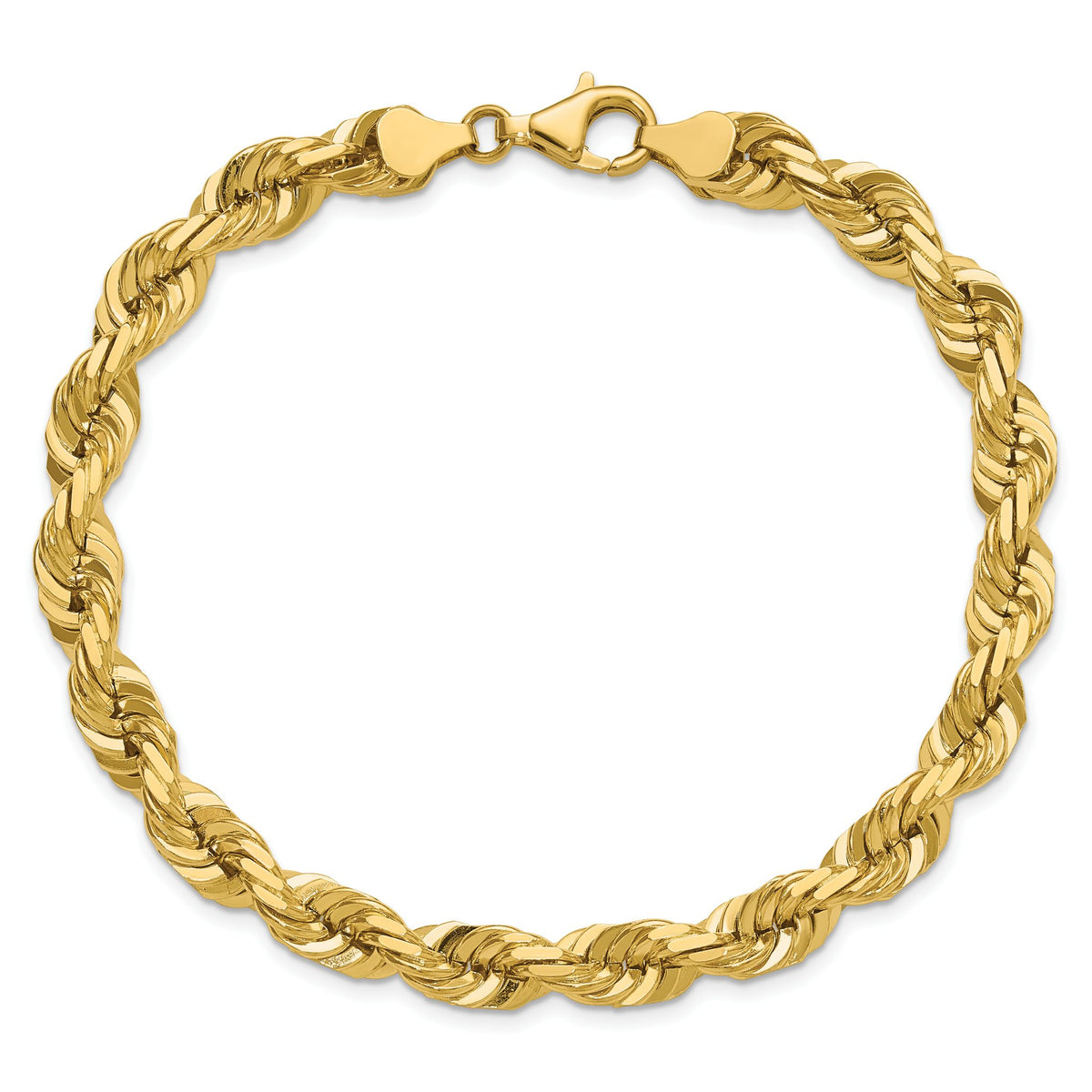Diamond-Cut Rope Chain Anklet in 14K Yellow Gold, 7mm, 9 Inch - Sophia Jewelers