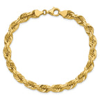 14K 9 inch 7mm Diamond-cut Rope with Fancy Lobster Clasp Chain