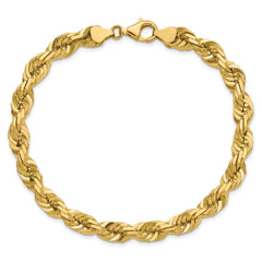 14K 9 inch 7mm Diamond-cut Rope with Fancy Lobster Clasp Chain