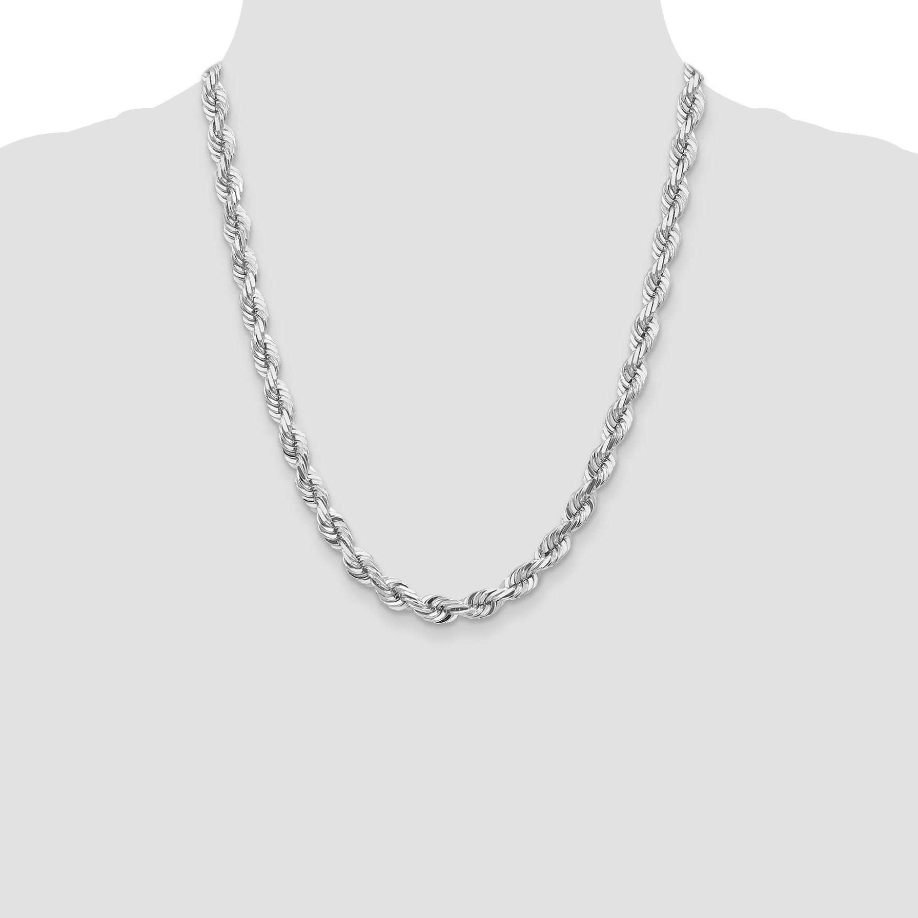 14k WG 7mm  D/C Rope with Fancy Lobster Clasp Chain