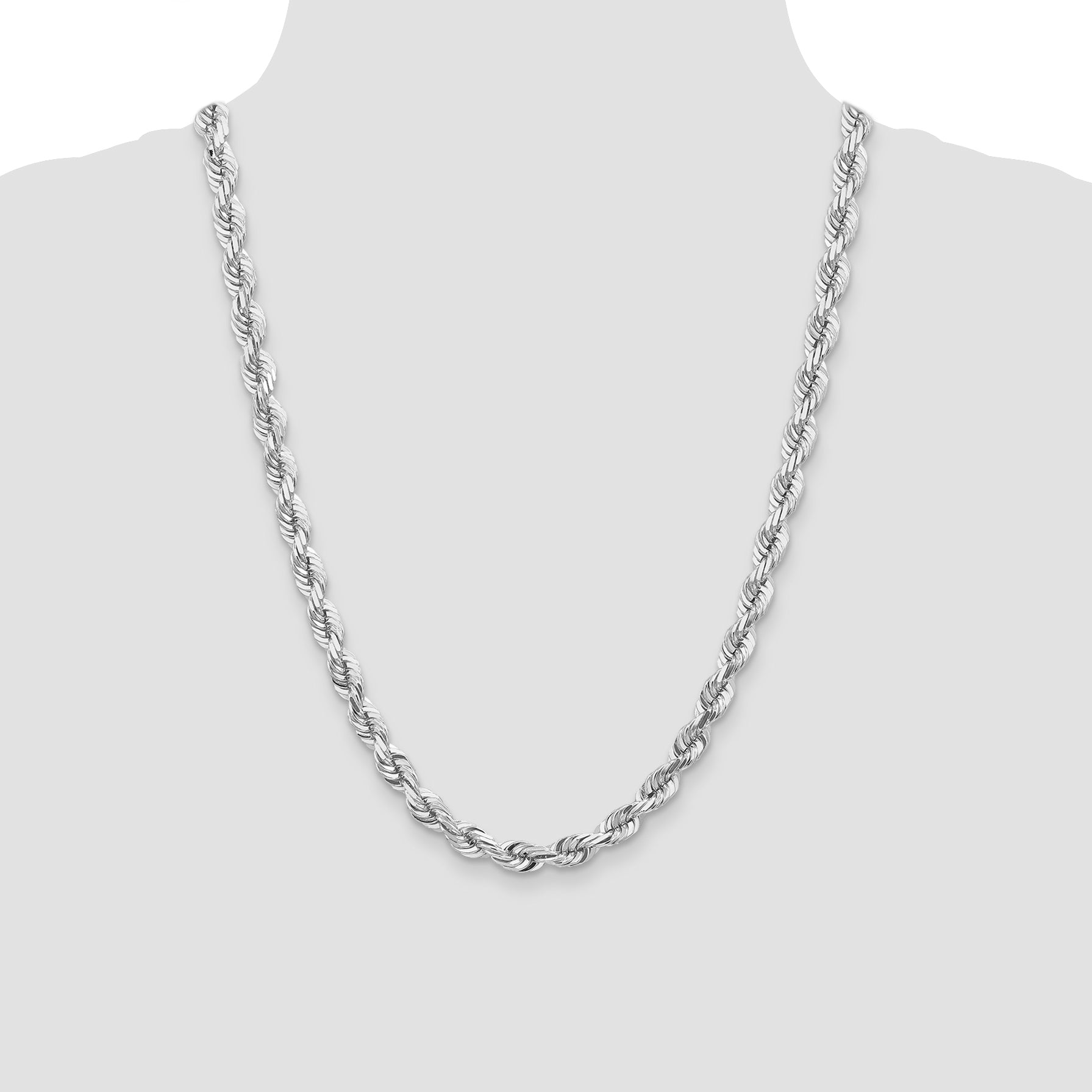 14k WG 7mm  D/C Rope with Fancy Lobster Clasp Chain