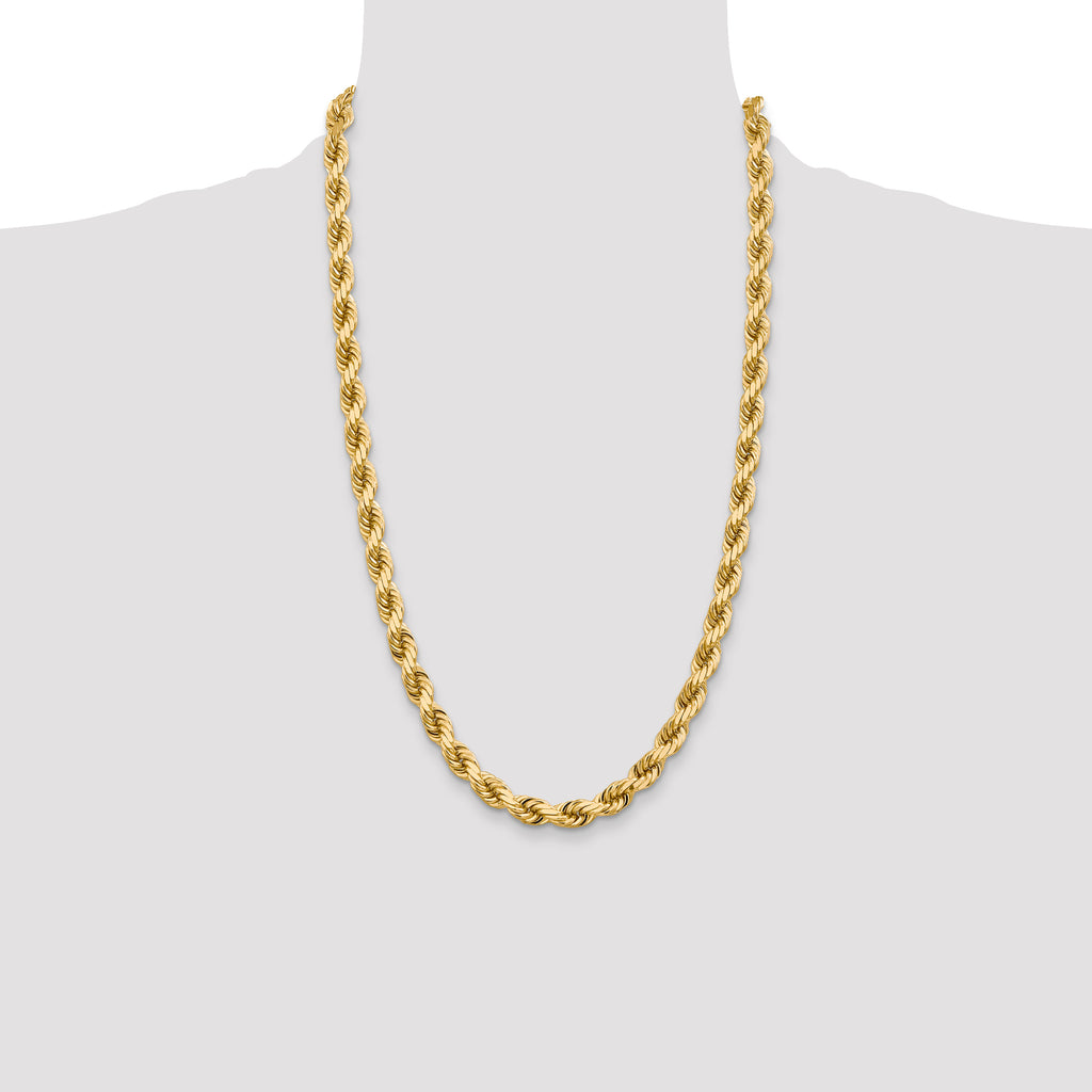 14k WG 7mm  D/C Rope with Fancy Lobster Clasp Chain