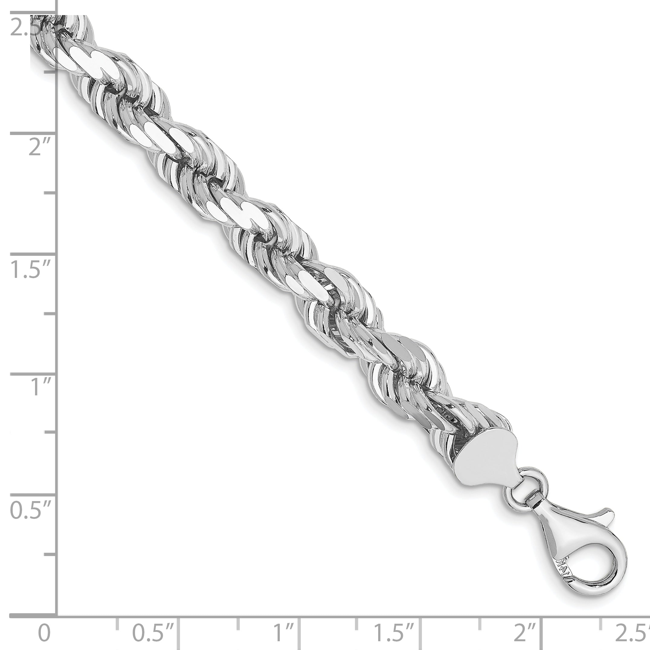 14k WG 7mm  D/C Rope with Fancy Lobster Clasp Chain Secondary image