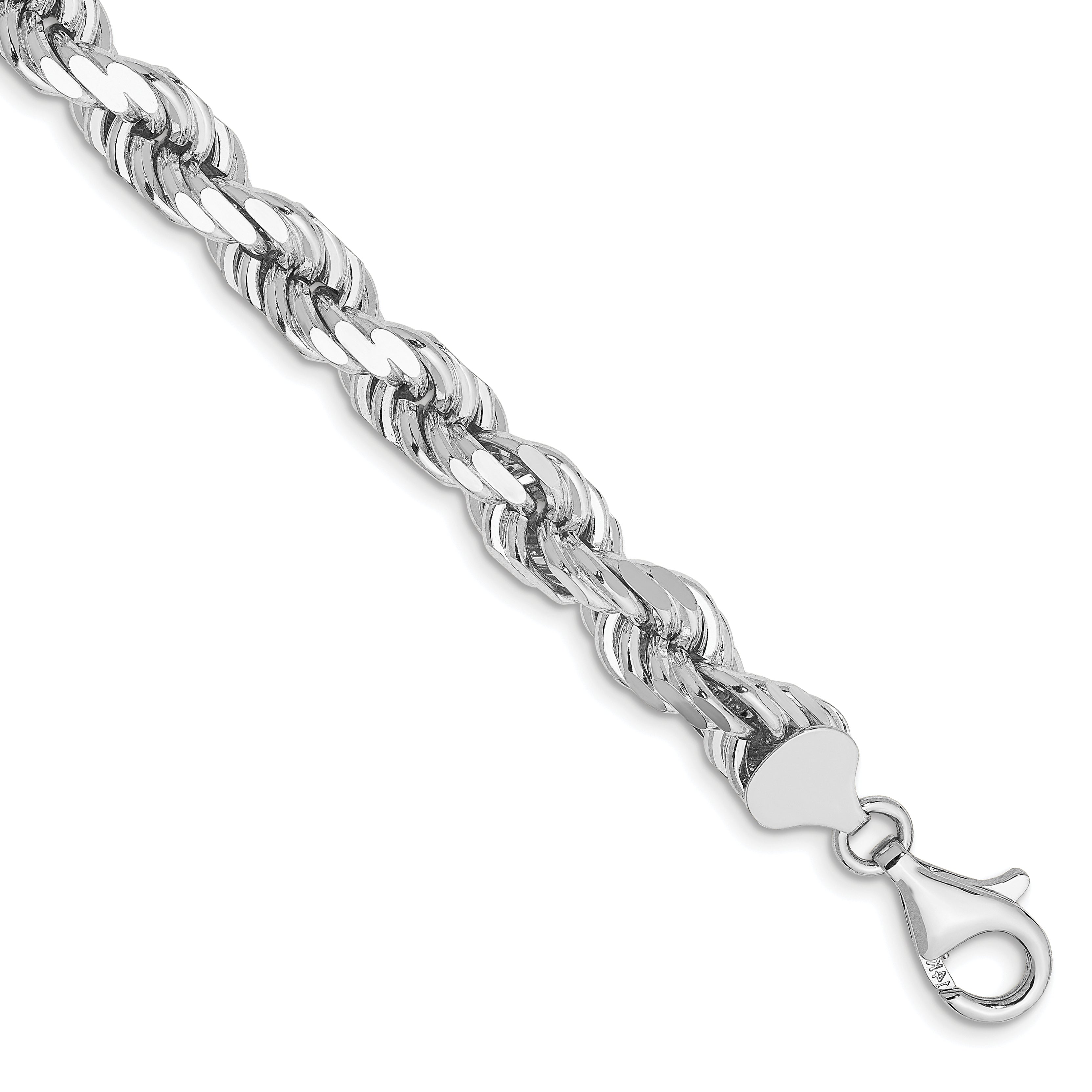 14k WG 7mm  D/C Rope with Fancy Lobster Clasp Chain Main image