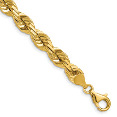 14K 24 inch 7mm Diamond-cut Rope with Fancy Lobster Clasp Chain