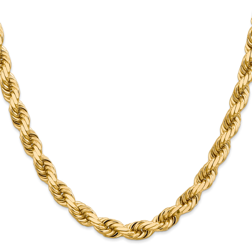 14K Yellow Gold Solid Diamond-Cut Rope Chain Necklace 8mm
