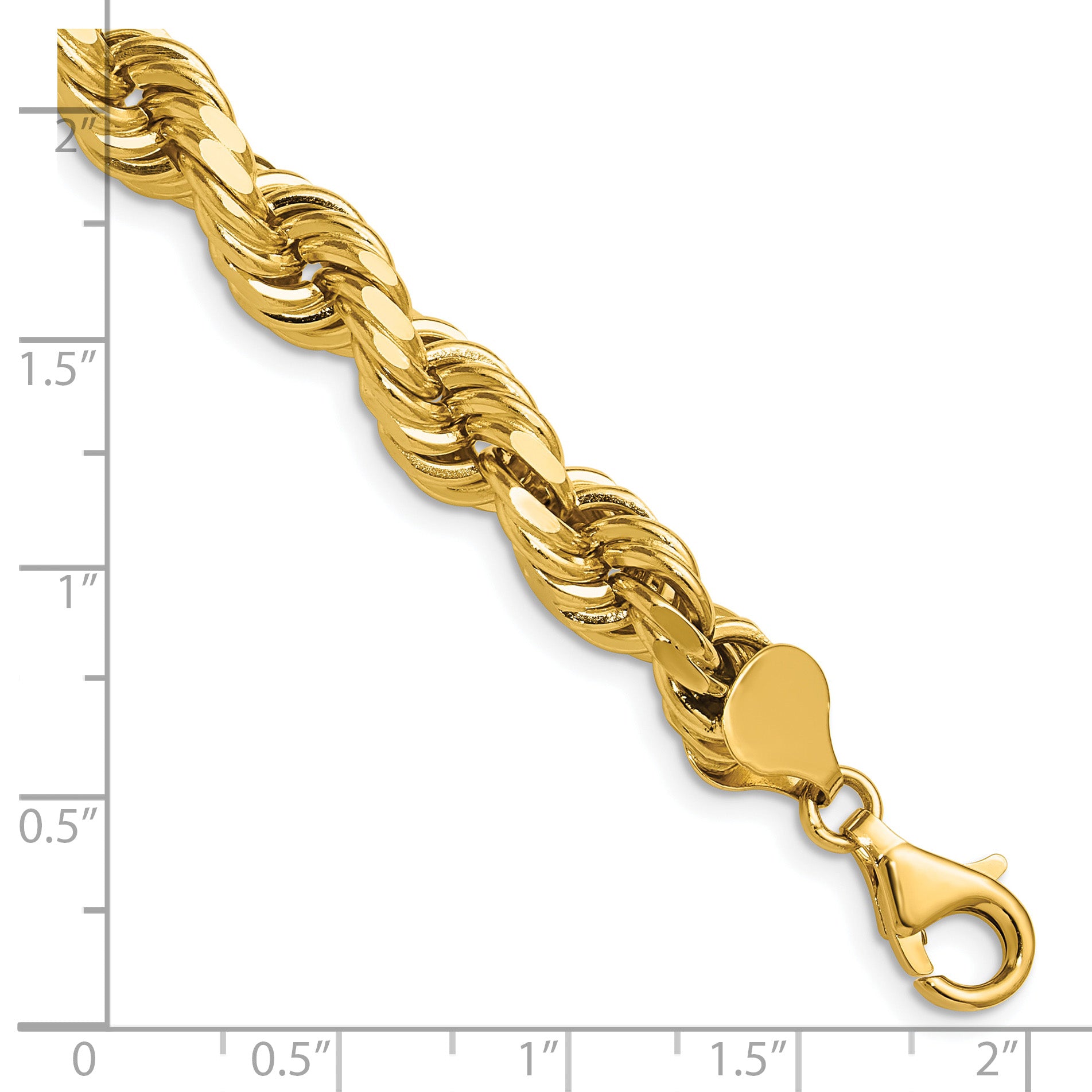 14K 24 inch 8mm Diamond-cut Rope with Fancy Lobster Clasp Chain