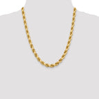 14K Yellow Gold Solid Diamond-Cut Rope Chain Necklace 8mm