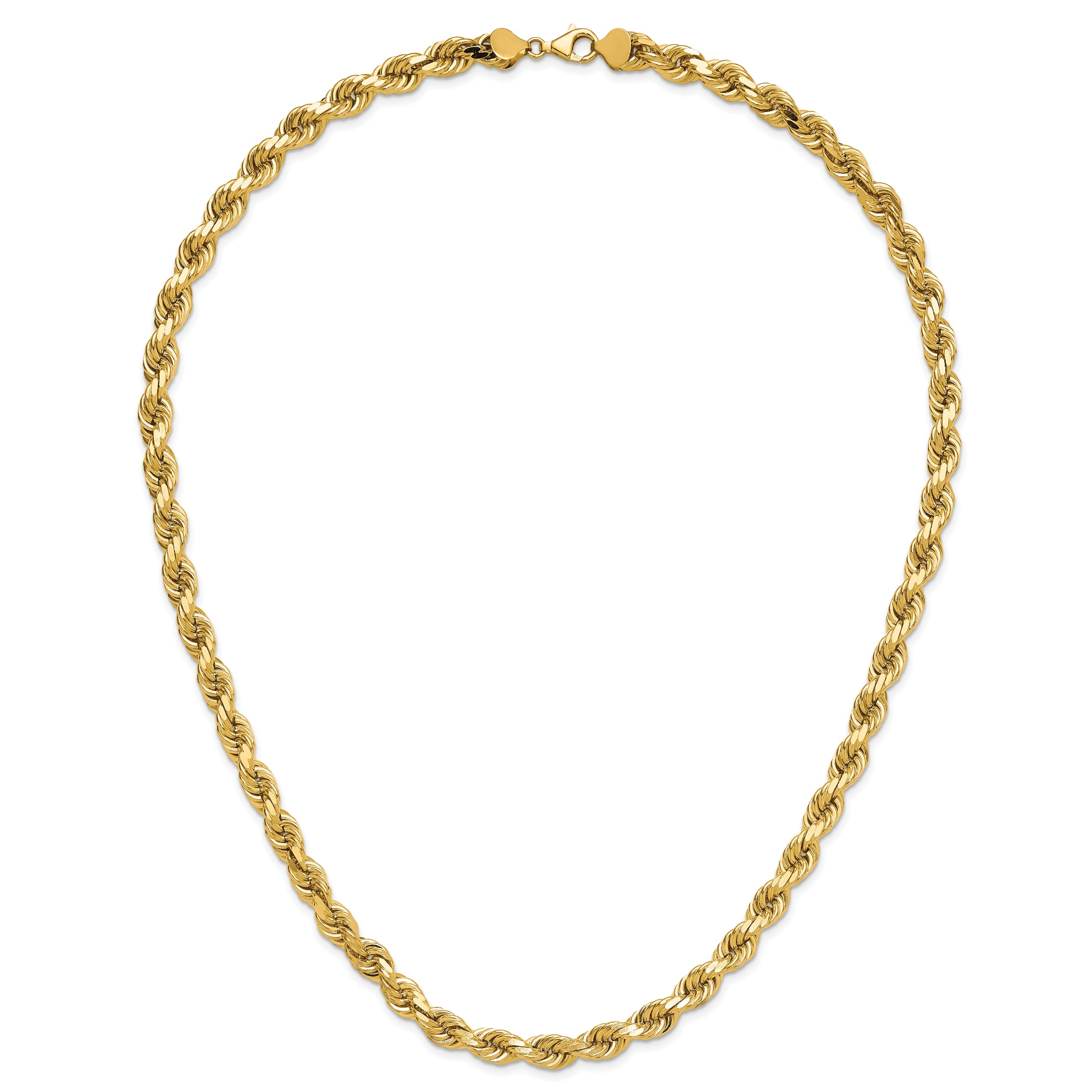 14K 24 inch 8mm Diamond-cut Rope with Fancy Lobster Clasp Chain