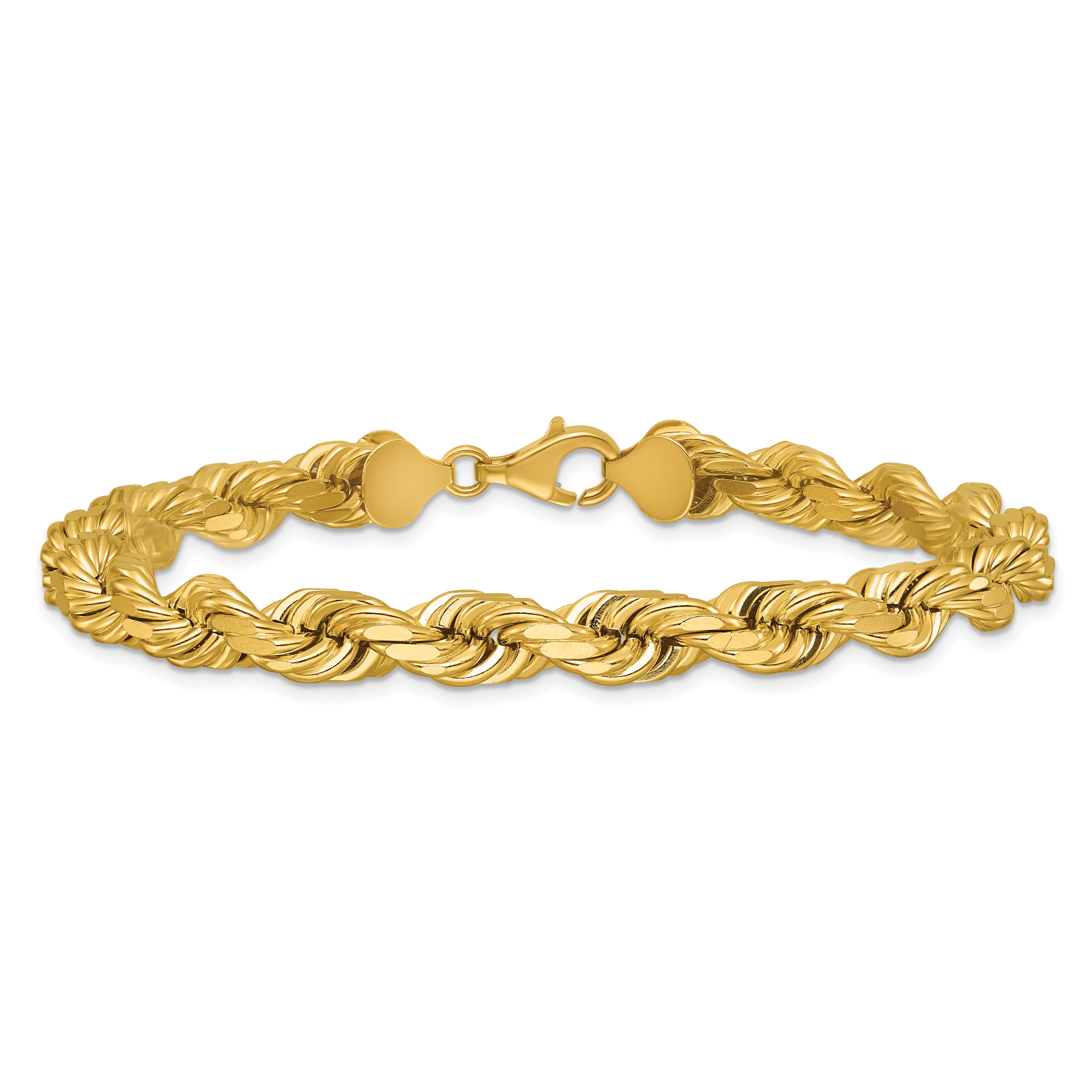 14K 9 inch 8mm Diamond-cut Rope with Fancy Lobster Clasp Chain