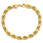 14K 9 inch 8mm Diamond-cut Rope with Fancy Lobster Clasp Chain