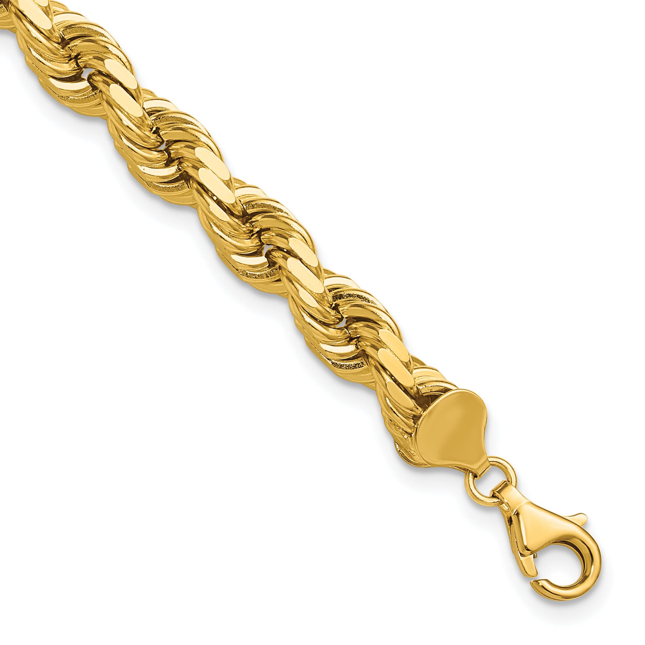 14K 9 inch 8mm Diamond-cut Rope with Fancy Lobster Clasp Chain Main image