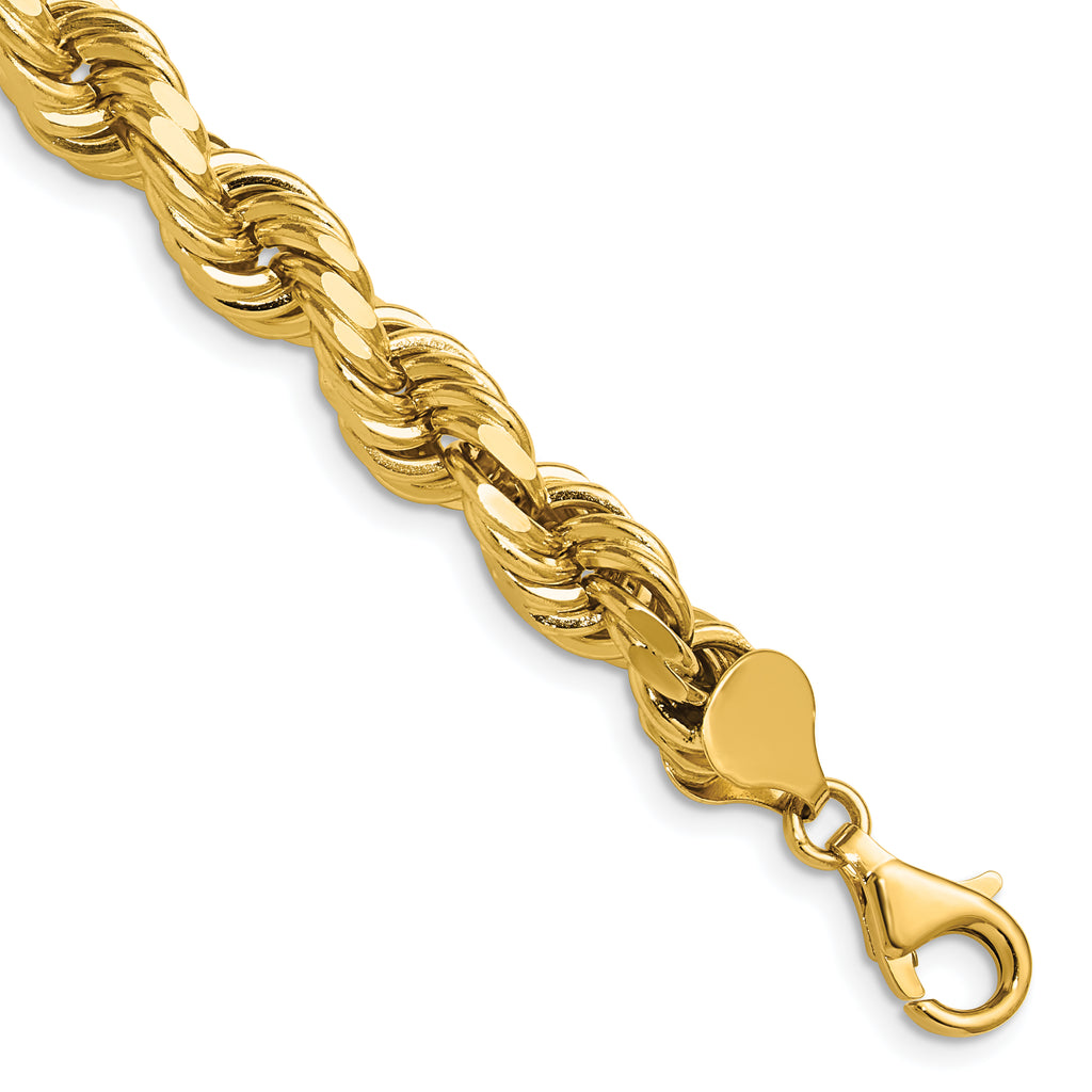 14K 24 inch 8mm Diamond-cut Rope with Fancy Lobster Clasp Chain