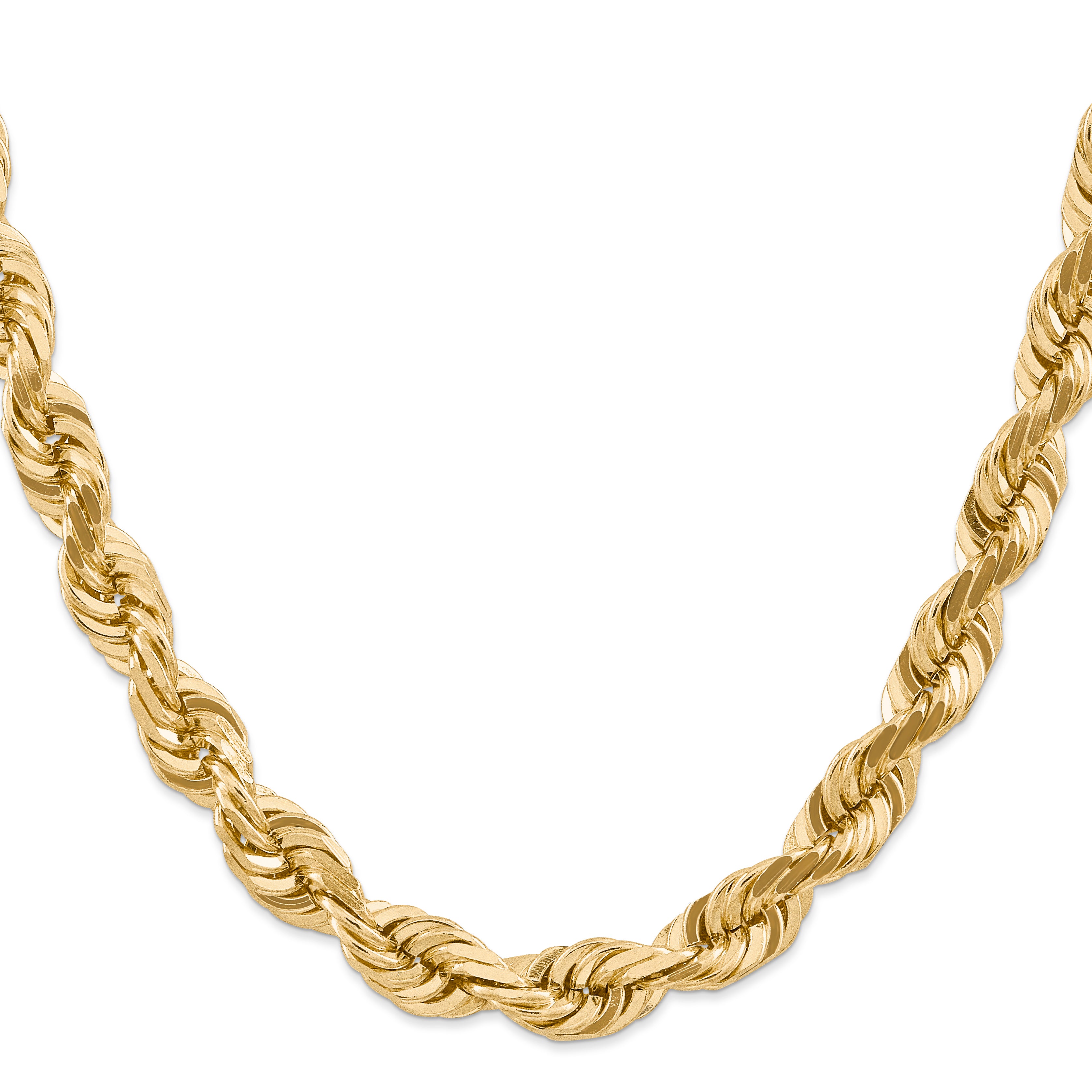 14K 22 inch 10mm Diamond-cut Rope with Fancy Lobster Clasp Chain