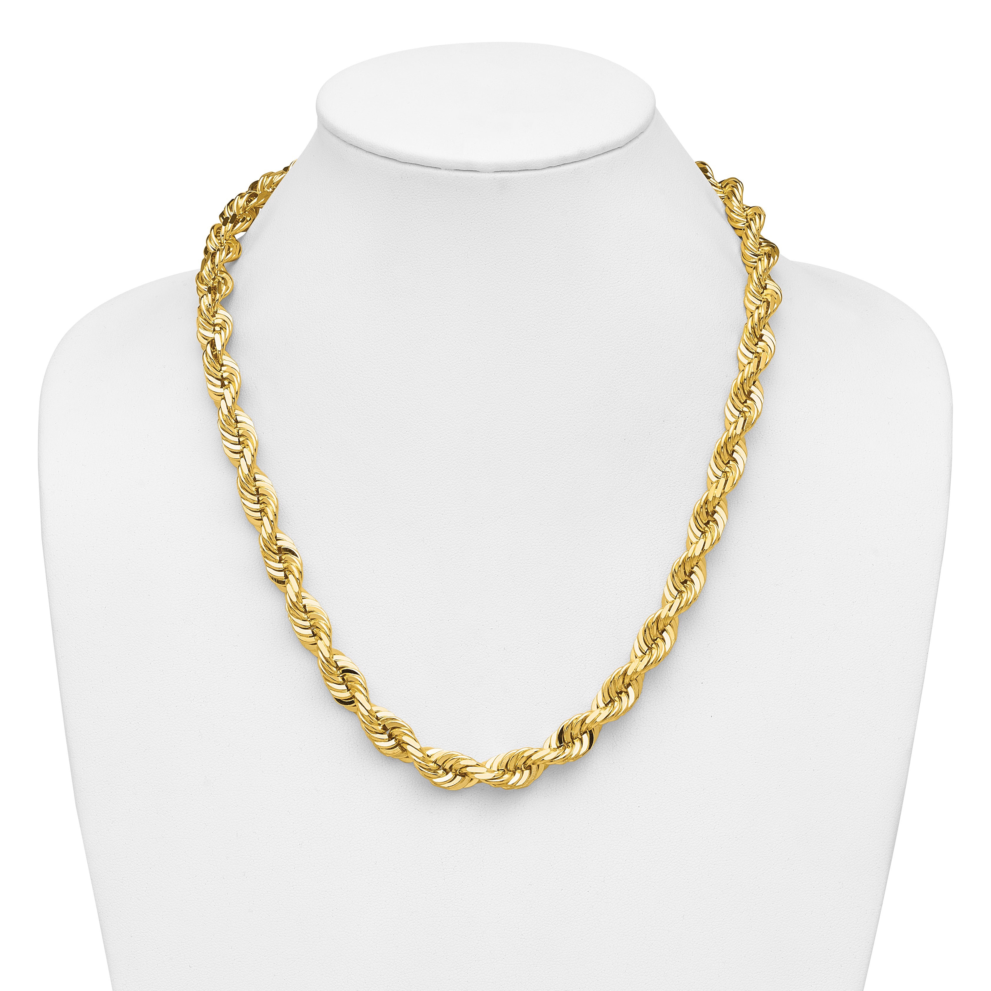 14K 22 inch 10mm Diamond-cut Rope with Fancy Lobster Clasp Chain