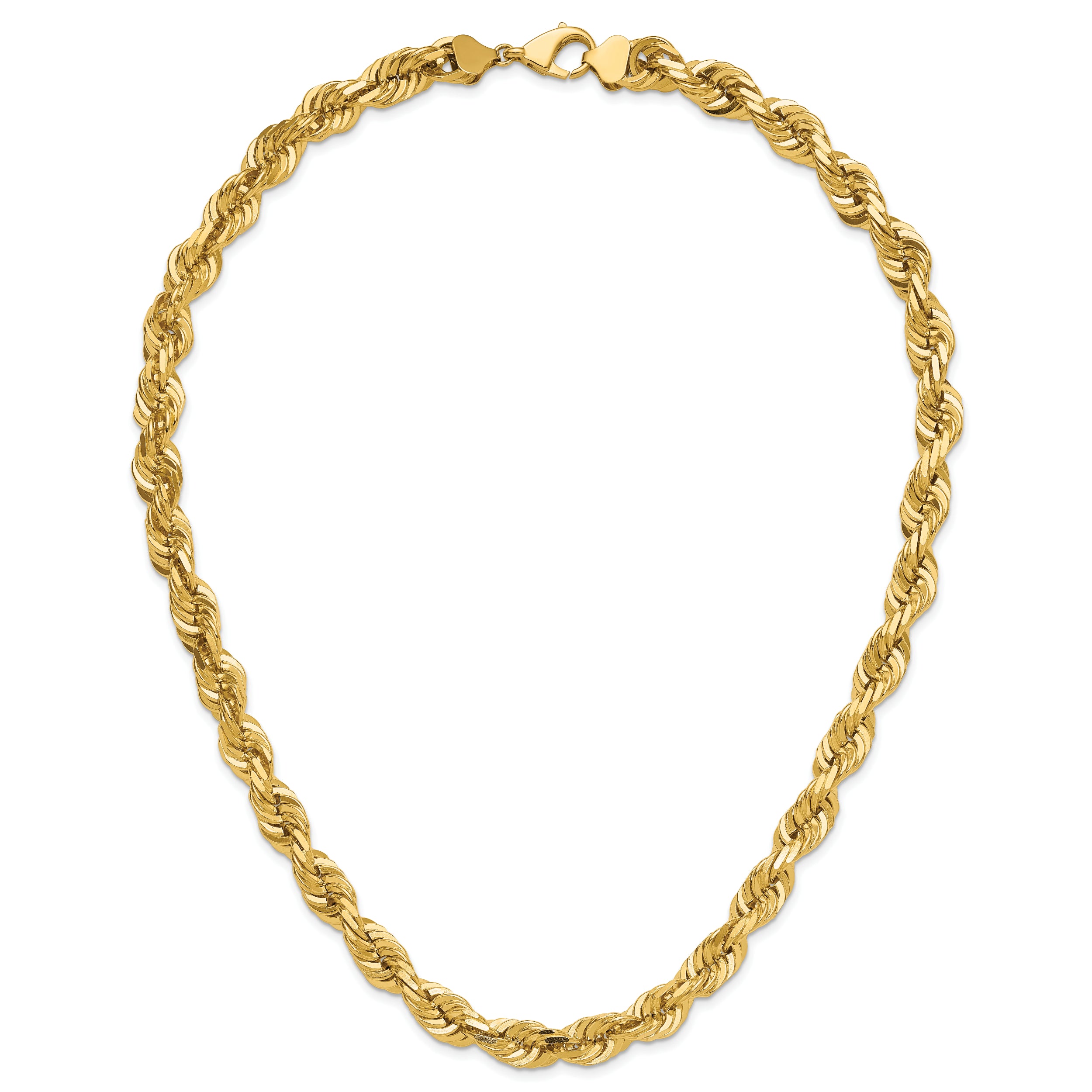 14K 22 inch 10mm Diamond-cut Rope with Fancy Lobster Clasp Chain