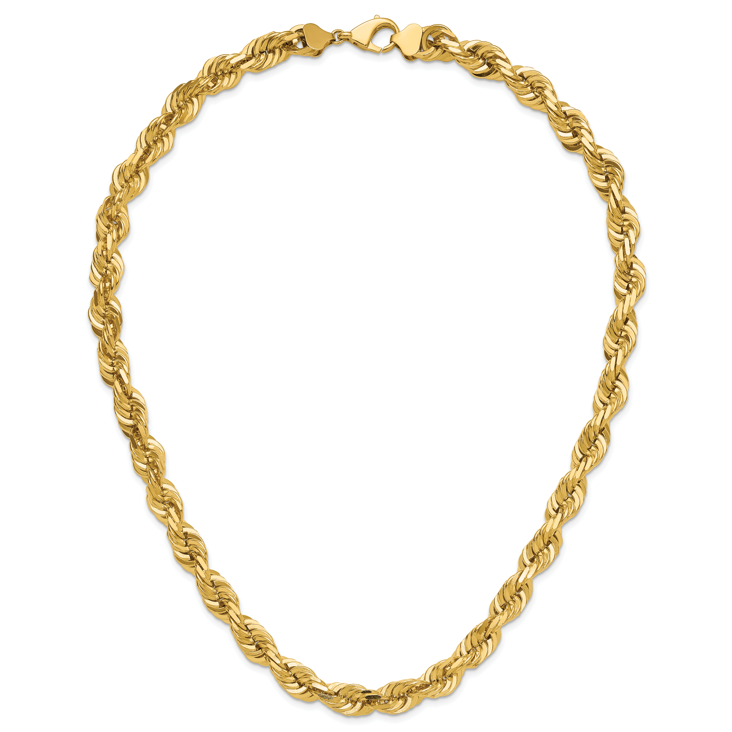 14K 22 inch 10mm Diamond-cut Rope with Fancy Lobster Clasp Chain