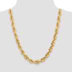 14K Yellow Gold Solid Diamond-Cut Rope Chain Necklace 10mm