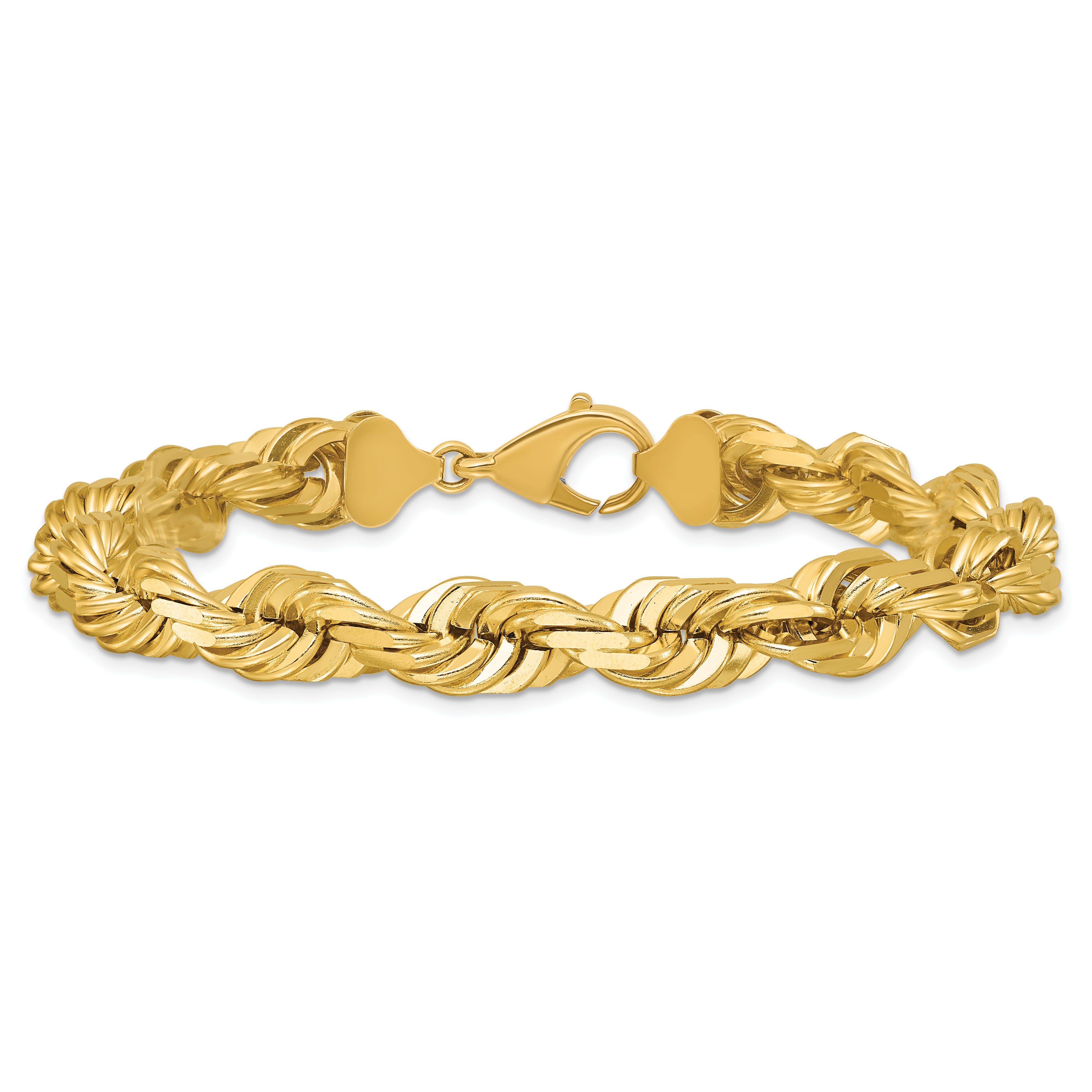 14K 9 inch 10mm Diamond-cut Rope with Fancy Lobster Clasp Chain