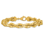 14K 9 inch 10mm Diamond-cut Rope with Fancy Lobster Clasp Chain