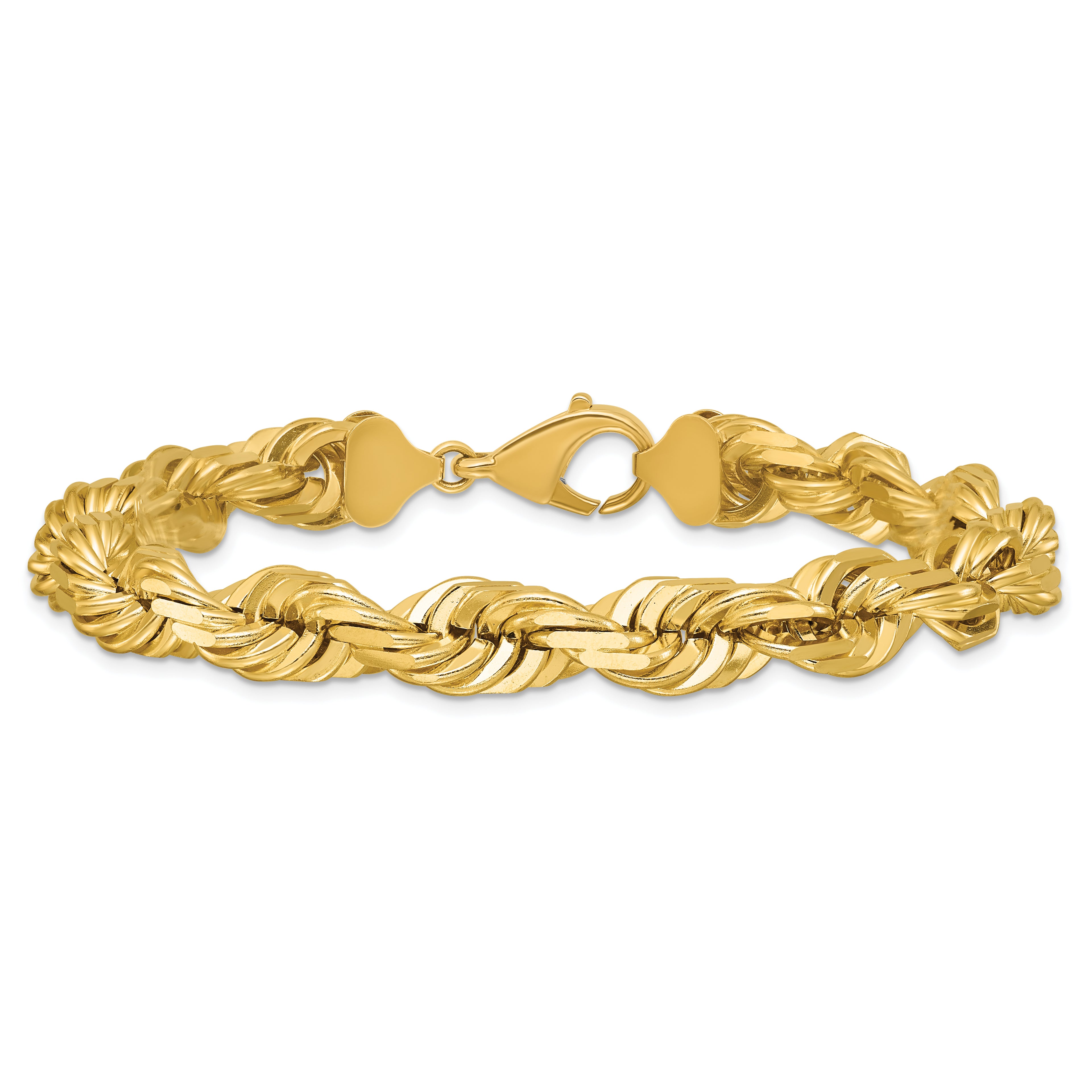 14K 9 inch 10mm Diamond-cut Rope with Fancy Lobster Clasp Chain