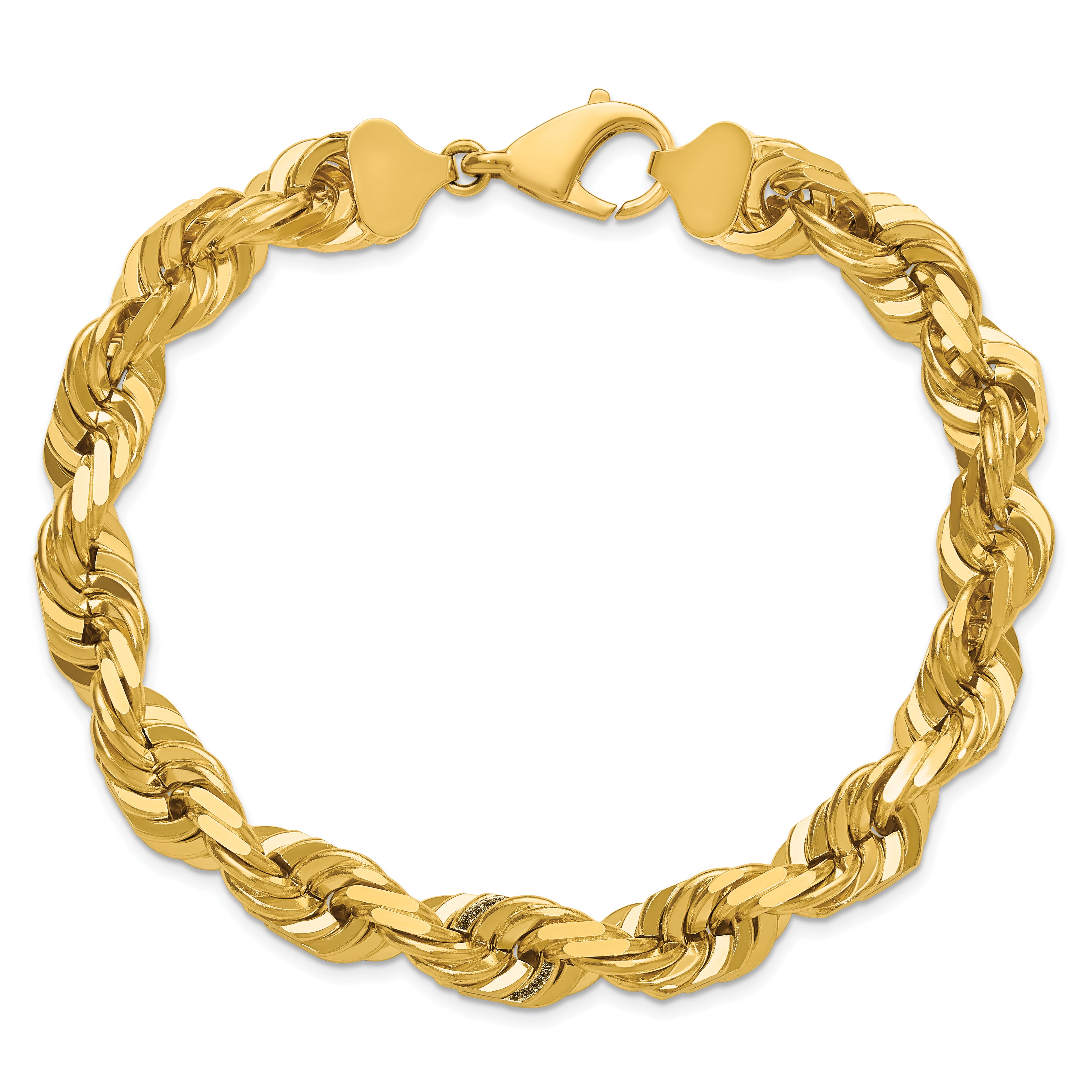 14K 9 inch 10mm Diamond-cut Rope with Fancy Lobster Clasp Chain