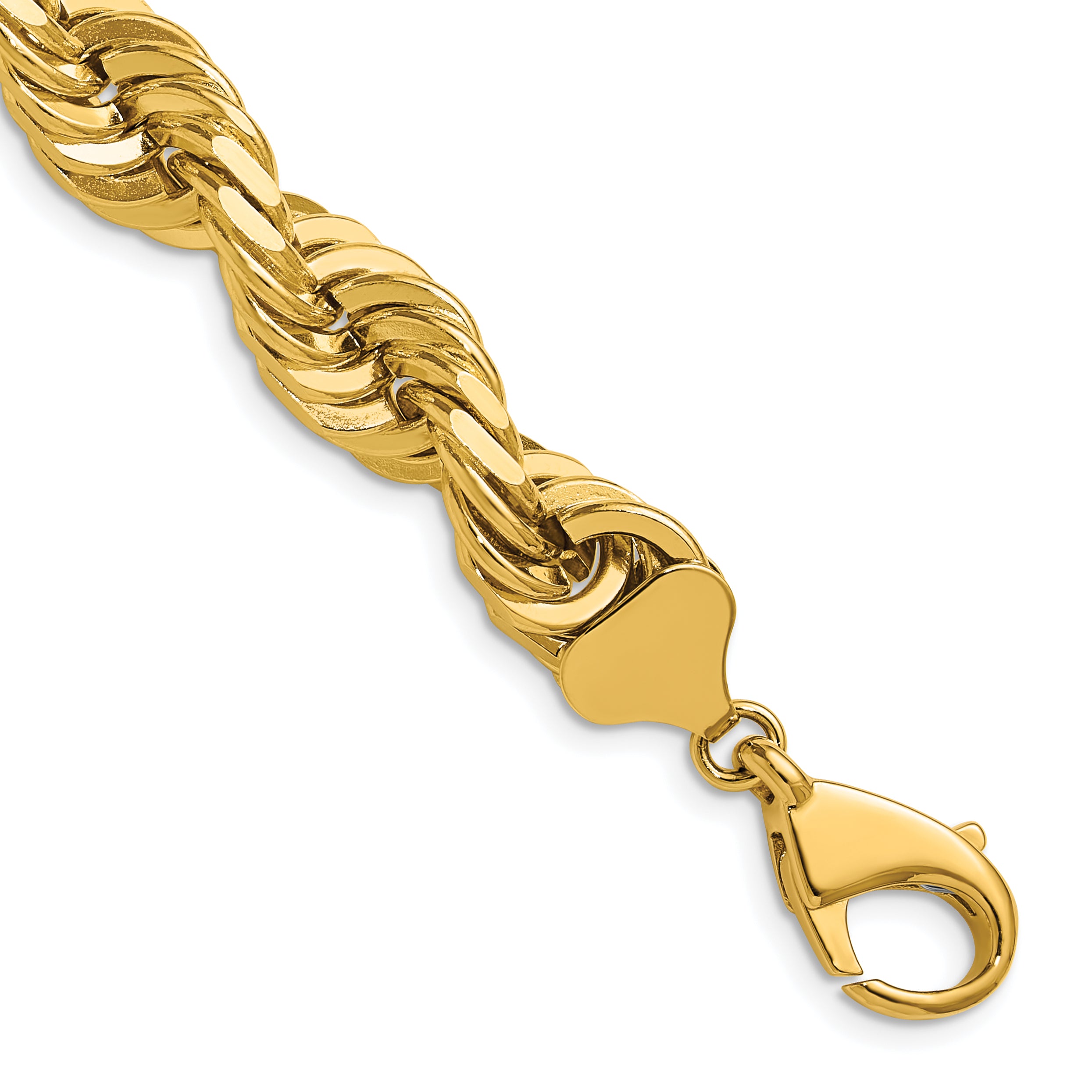 14K Yellow Gold Solid Diamond-Cut Rope Chain Necklace 10mm