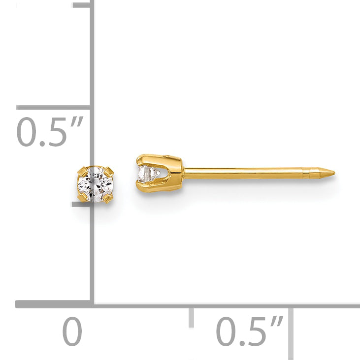 Inverness 14k Polished 2.4mm .10ct Lab Grown Diamond Stud Post Piercing Earrings
