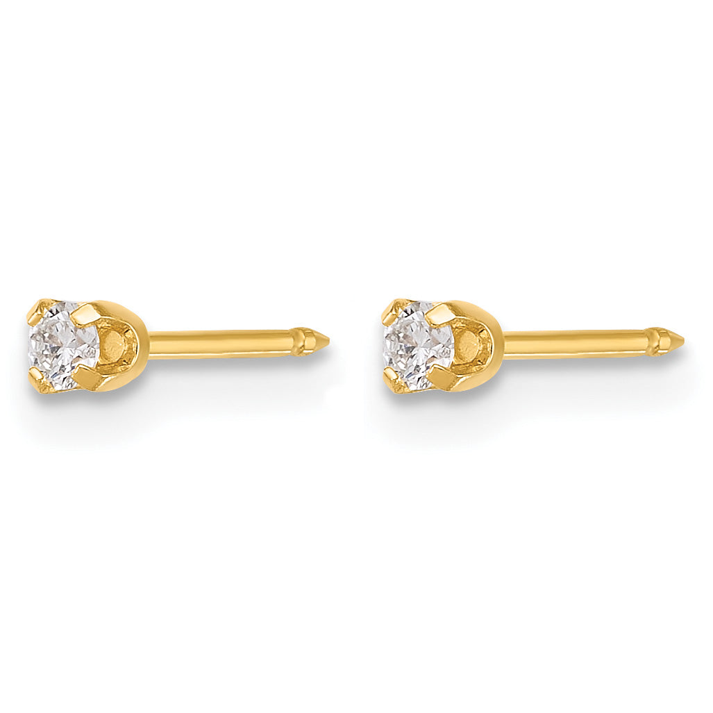 14K Yellow Gold 0.10 ct Lab-Grown Diamond Round Stud Earrings Secondary image