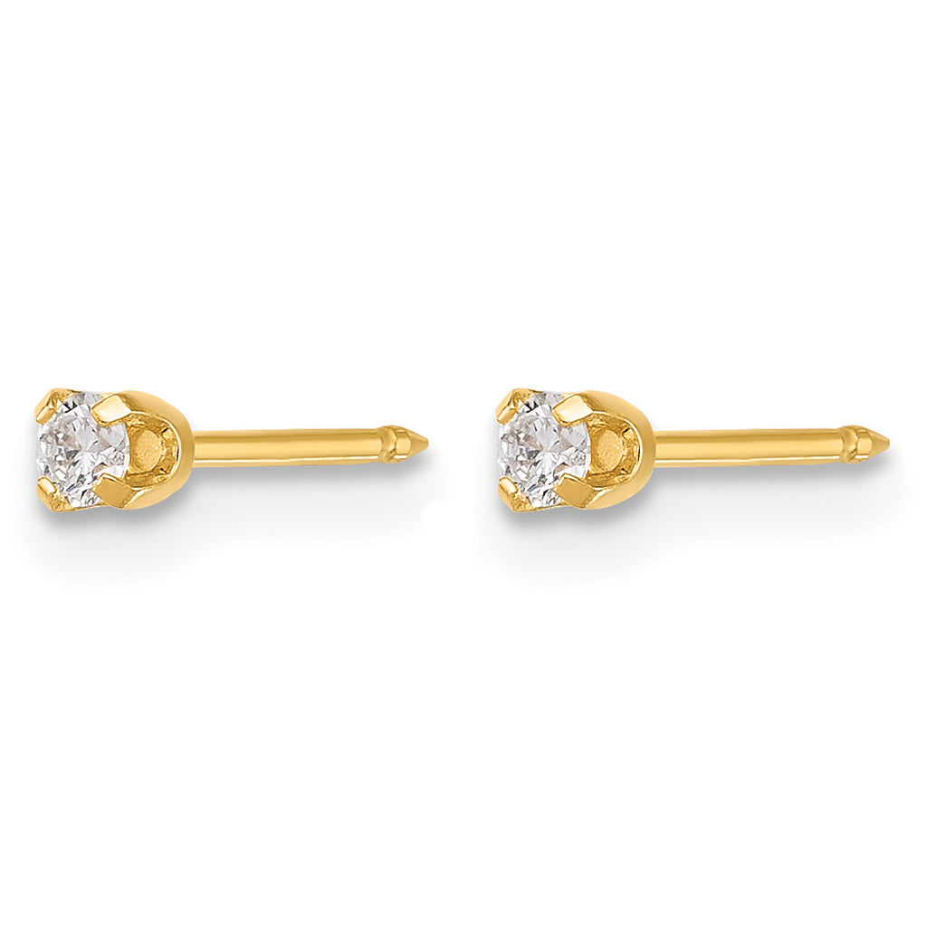 14K Yellow Gold 0.10 ct Lab-Grown Diamond Round Stud Earrings