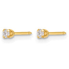 14K Yellow Gold 0.10 ct Lab-Grown Diamond Round Stud Earrings