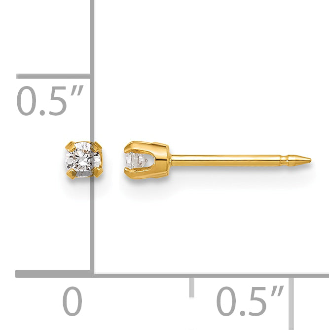 14K Yellow Gold 0.10 ct Lab-Grown Diamond Round Stud Earrings