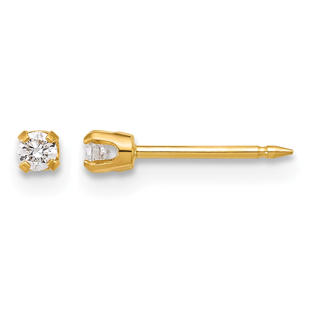 14K Yellow Gold 0.10 ct Lab-Grown Diamond Round Stud Earrings