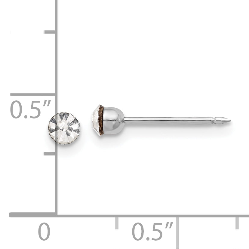 Inverness 14K White Gold 3mm Crystal Post Earrings