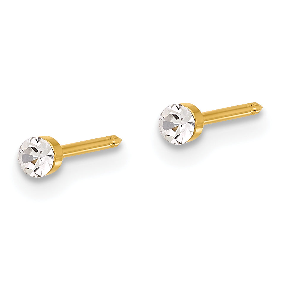 Inverness 14K Polished 2.4mm Crystal Post Earrings Secondary image