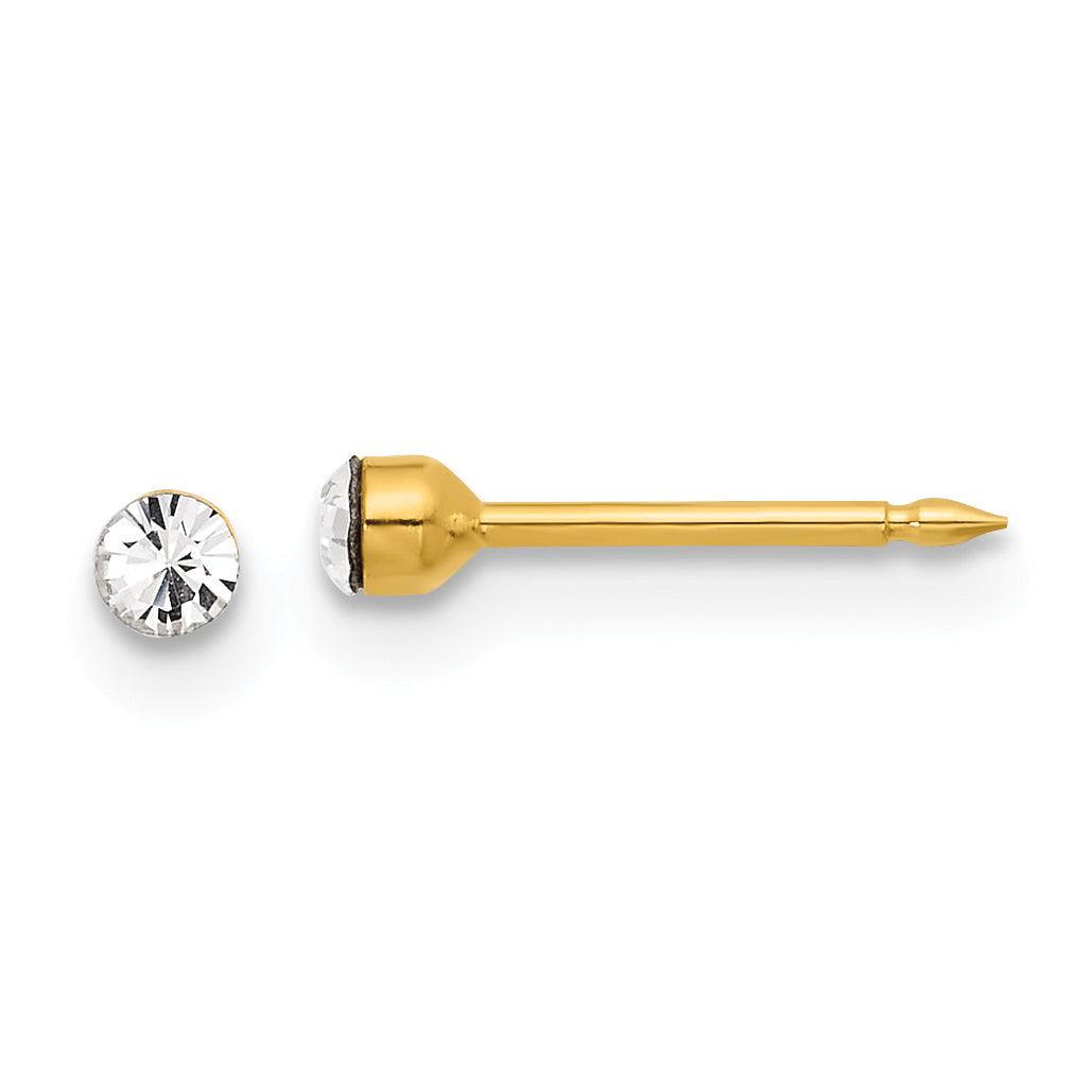 Inverness 14K Polished 2.4mm Crystal Post Earrings Main image