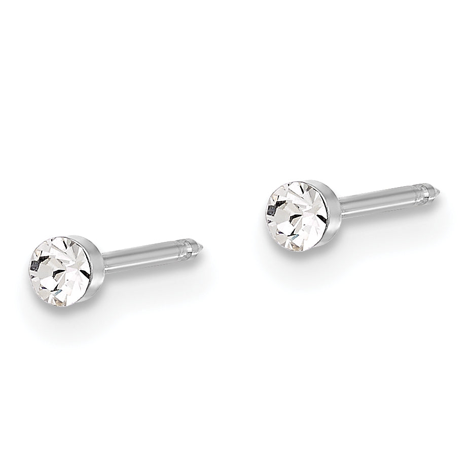 Inverness 14K White Gold Polished 2.4mm Crystal Post Earrings Secondary image