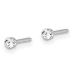 Inverness 14K White Gold Polished 2.4mm Crystal Post Earrings