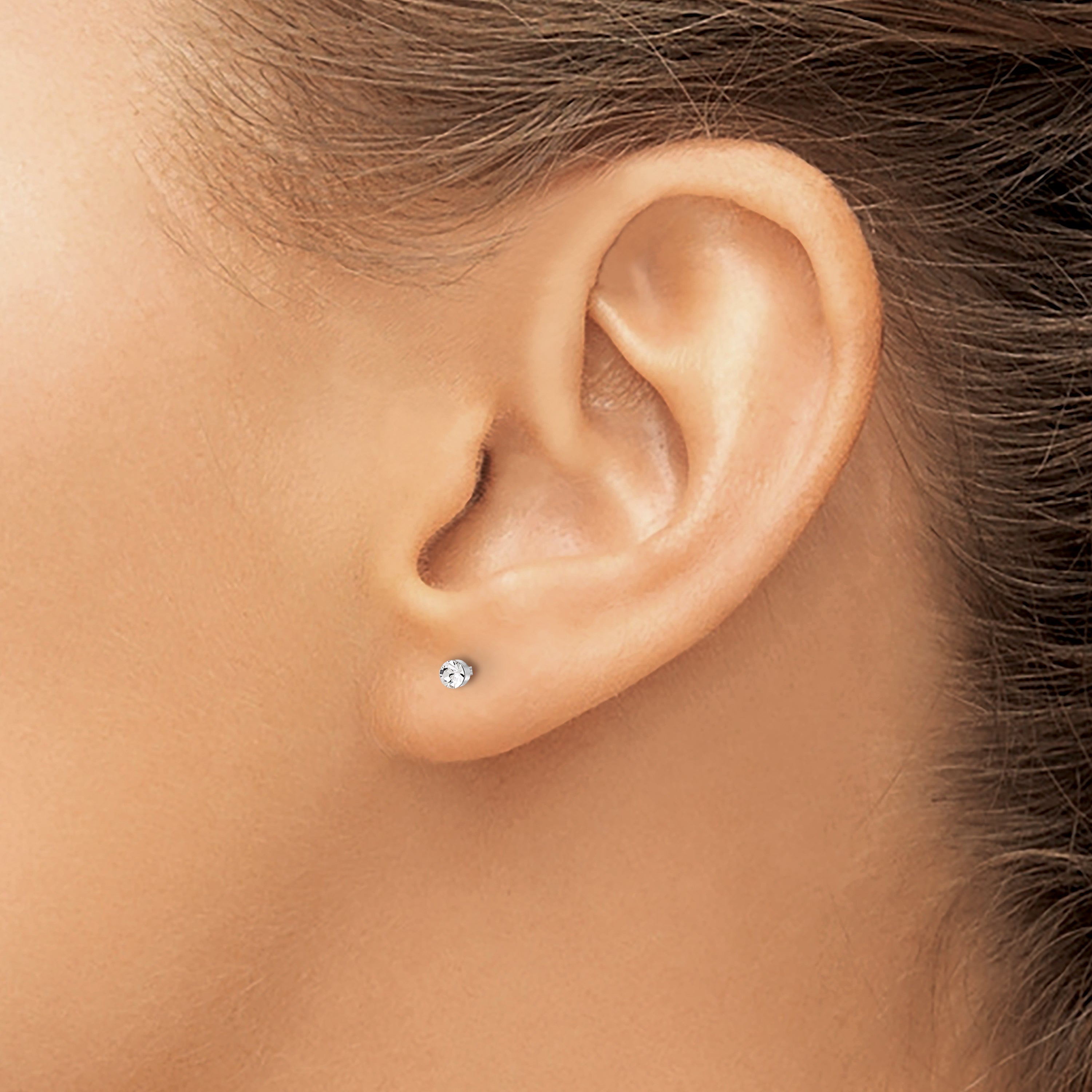Inverness 14K White Gold Polished 2.4mm Crystal Post Earrings