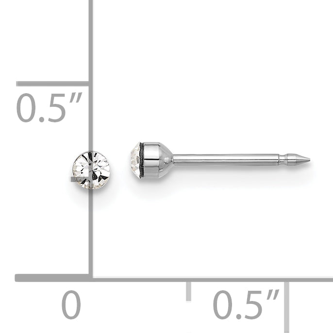 Inverness 14K White Gold Polished 2.4mm Crystal Post Earrings